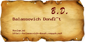 Balassovich Donát névjegykártya